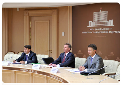 Minister of Transport Igor Levitin, Deputy Prime Minister Sergei Ivanov and Director of the Department of the Industry and Infrastructure of the Government of the Russian Federation Maxim Sokolov|31 august, 2011|16:45