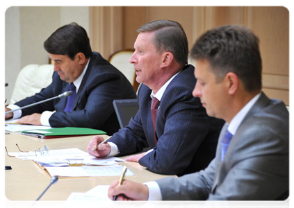 Minister of Transport Igor Levitin, Deputy Prime Minister Sergei Ivanov and Director of the Department of the Industry and Infrastructure of the Government of the Russian Federation Maxim Sokolov|31 august, 2011|16:48