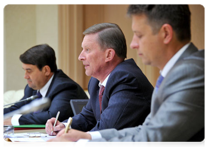 Minister of Transport Igor Levitin, Deputy Prime Minister Sergei Ivanov and Director of the Department of the Industry and Infrastructure of the Government of the Russian Federation Maxim Sokolov|31 august, 2011|16:48