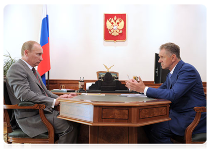 Prime Minister Vladimir Putin meets with head of the Udmurtian Republic Alexander Volkov|4 august, 2011|16:26