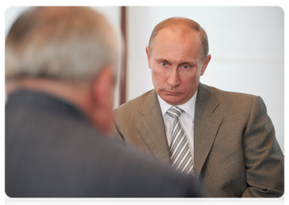 Prime Minister Vladimir Putin during a meeting with Taimuraz Mamsurov, leader of North Ossetia – Alaniya|8 august, 2011|10:59