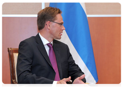 Finnish Prime Minister Jyrki Katainen at a meeting with Prime Minister Vladimir Putin in Sochi|9 august, 2011|16:05