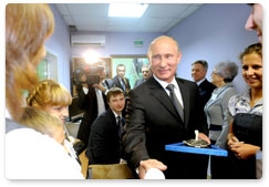 Prime Minister Vladimir Putin visits School No. 29 in Podolsk, Moscow Region, where an educational experiment is underway