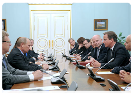 Prime Minister Vladimir Putin meeting with British Prime Minister David Cameron|12 september, 2011|17:48