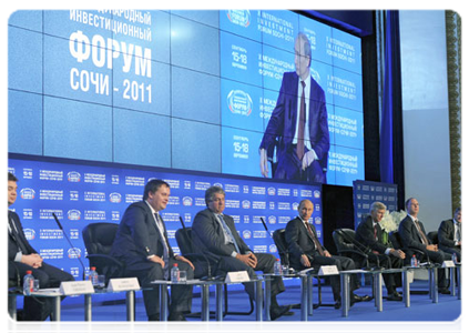 Prime Minister Vladimir Putin at a plenary meeting of the X International Investment Forum Sochi-2011|16 september, 2011|16:41