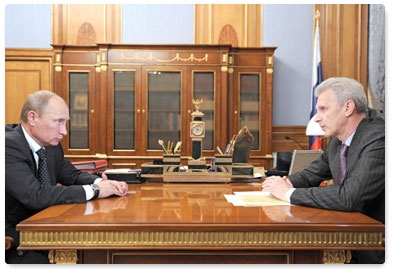 Prime Minister Vladimir Putin meets with Minister of Education and Science Andrei Fursenko