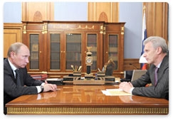 Prime Minister Vladimir Putin meets with Minister of Education and Science Andrei Fursenko