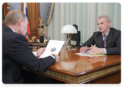 Minister of Education and Science Andrei Fursenko at a meeting with Prime Minister Vladimir Putin|20 september, 2011|11:54