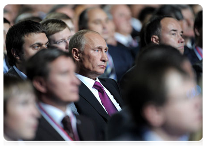 Prime Minister Vladimir Putin at the XII conference of the United Russia party|24 september, 2011|14:18