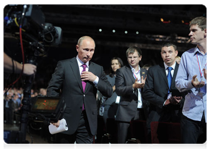 Prime Minister Vladimir Putin at the XII conference of the United Russia party|24 september, 2011|14:18