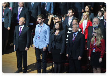 Prime Minister Vladimir Putin at the XII conference of the United Russia party|24 september, 2011|14:18