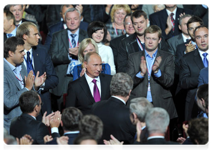 Prime Minister Vladimir Putin at the XII conference of the United Russia party|24 september, 2011|15:42