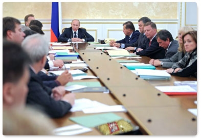 Prime Minister Vladimir Putin chairs a meeting of the Government Presidium