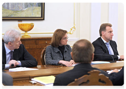 Minister of Education and Science Andrei Fursenko, Minister of Economic Development Elvira Nabiullina and First Deputy Prime Minister Igor Shuvalov|29 september, 2011|15:52