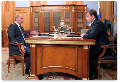 Prime Minister Vladimir Putin meets with Governor of the Tver Region Andrei Shevelyov