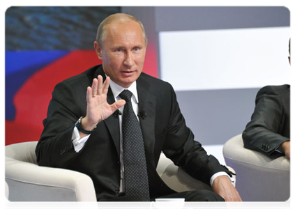 Prime Minister Vladimir Putin attending a United Russia party interregional conference, Strategy of Social and Economic Development for Russia’s Northwestern Regions to 2020: Programme for 2011-2012, in Cherepovets|5 september, 2011|18:21