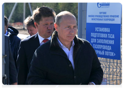 Prime Minister Vladimir Putin initiates the flow of gas into the underwater section of Nord Stream|6 september, 2011|16:54