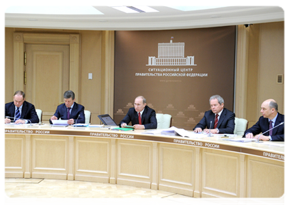 Prime Minister Vladimir Putin holding a teleconference on appraising the performance of executive bodies in the Russian regions|10 january, 2012|16:04