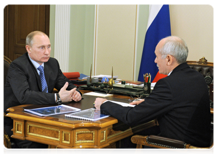 Prime Minister Vladimir Putin meeting with Head of the Republic of Bashkortostan Rustem Khamitov|14 january, 2012|11:36