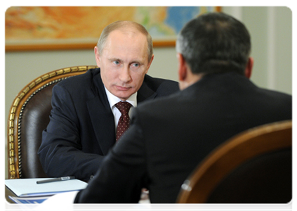 Prime Minister Vladimir Putin during a meeting with the Head of the Republic of Kalmykia, Alexei Orlov|16 january, 2012|12:28