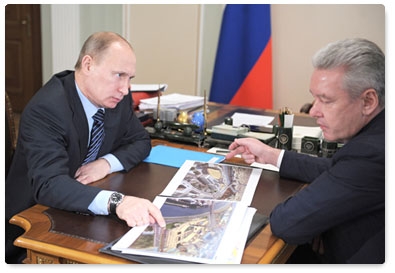 Prime Minister Vladimir Putin meets with Moscow Mayor Sergei Sobyanin