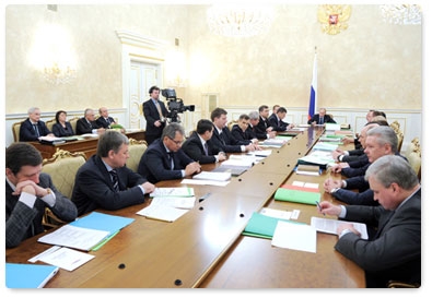 Prime Minister Vladimir Putin holds a Government Presidium meeting