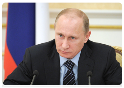 Prime Minister Vladimir Putin at a Government Presidium meeting|20 january, 2012|18:17