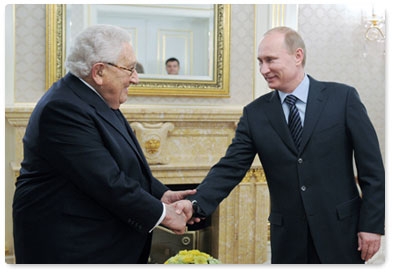 Prime Minister Vladimir Putin meets with former U.S. Secretary of State Henry Kissinger