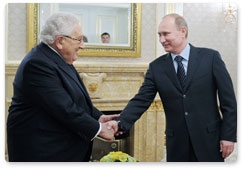 Prime Minister Vladimir Putin meets with former U.S. Secretary of State Henry Kissinger