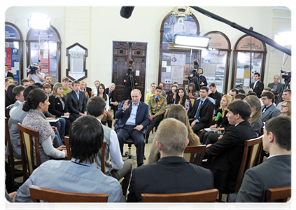 Председатель Правительства Российской Федерации В.В.Путин встретился со студентами высших образовательных учреждений Томска|25 января, 2012|15:04