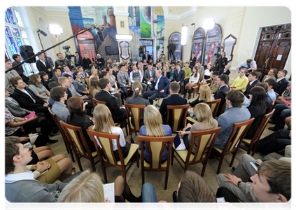 Председатель Правительства Российской Федерации В.В.Путин встретился со студентами высших образовательных учреждений Томска|25 января, 2012|15:04
