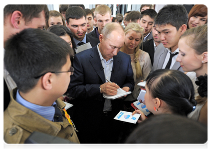 Председатель Правительства Российской Федерации В.В.Путин встретился со студентами высших образовательных учреждений Томска|25 января, 2012|16:10
