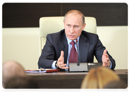 Prime Minister Vladimir Putin at an expanded meeting of the Board of the Federal Migration Service|26 january, 2012|16:50