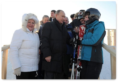 Prime Minister Vladimir Putin visits a sport and adaptive school for mentally and physically disabled children and teenagers during a working visit to the Tambov Region