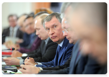 Deputy Prime Minister Igor Sechin at a meeting on Russian livestock farming in Tambov|31 january, 2012|19:23