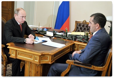 Prime Minister Vladimir Putin meets with President of Ingushetia Yunus-Bek Yevkurov