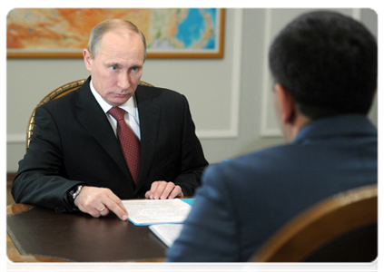 Prime Minister Vladimir Putin meets with President of Ingushetia Yunus-Bek Yevkurov|5 january, 2012|14:32