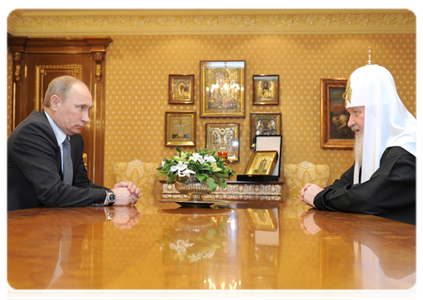 Prime Minister Vladimir Putin congratulates Patriarch Kirill of Moscow and All Russia|1 february, 2012|20:04