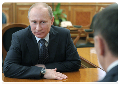 Prime Minister Vladimir Putin meeting with Minister of Natural Resources and Environment Yury Trutnev|10 february, 2012|14:37