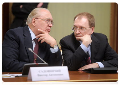 Rector of the Lomonosov Moscow State University Viktor Sadovnichy and Rector of St Petersburg State University Nikolai Kropachyov|14 february, 2012|17:46