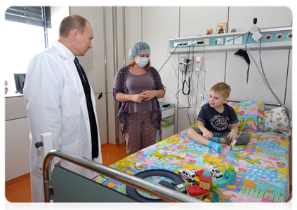 Prime Minister Vladimir Putin at the Dima Rogachyov Federal Research and Clinical Centre of Children's Hematology, Oncology and Immunology on February 15, International Childhood Cancer Day|15 february, 2012|15:40