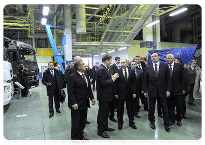 Prime Minister Vladimir Putin visits the KamAZ auto-making plant and attends a ceremony for the two millionth KamAZ lorry to come off the assembly line|15 february, 2012|19:57