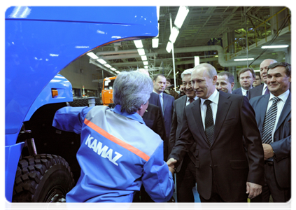 Prime Minister Vladimir Putin visits the KamAZ auto-making plant and attends a ceremony for the two millionth KamAZ lorry to come off the assembly line|15 february, 2012|19:58