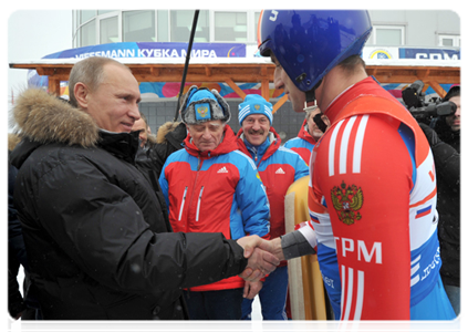 Prime Minister Vladimir Putin visits the bobsleigh, luge and skeleton complex in Paramonovo in the Moscow Region|16 february, 2012|14:14