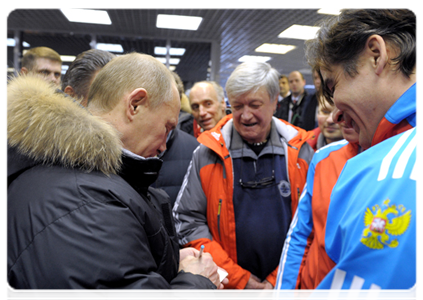 Prime Minister Vladimir Putin visits the bobsleigh, luge and skeleton complex in Paramonovo in the Moscow Region|16 february, 2012|15:05