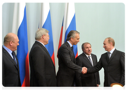 Prime Minister Vladimir Putin attends the signing ceremony for the partnership agreement to develop Tom Football Club|16 february, 2012|18:46