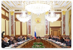 Prime Minister Vladimir Putin chairs a government meeting