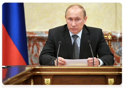 Prime Minister Vladimir Putin at a Government meeting|16 february, 2012|19:17