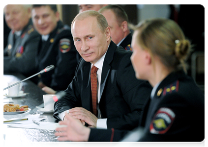 Prime Minister Vladimir Putin at a meeting with Altai Territory law enforcement officers in Barnaul|21 february, 2012|13:30