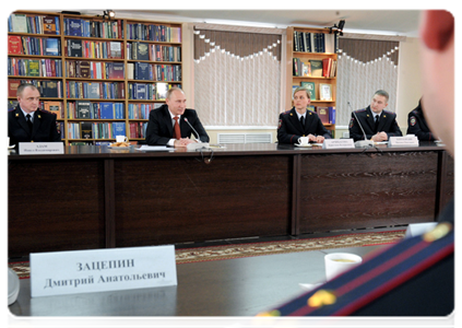 Prime Minister Vladimir Putin at a meeting with Altai Territory law enforcement officers in Barnaul|21 february, 2012|13:30